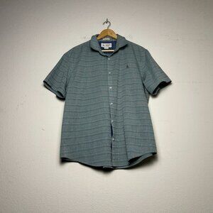 VTG Original Penguin Button Up Summer Boho Beach Casual Shirt Men XXL Green Slim